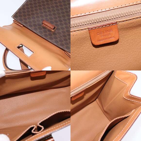 CELINE Macadam Canvas Hand Bag Pvc Leather Brown Gold - Picture 12 of 13